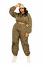 Active Zip Up Set With Cord Lock Detail-Olive