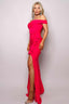 Crossover Front Off Shoulder Side Ruffle Maxi Dress-Red