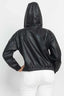 Faux Leather Hoodie Jacket-Black