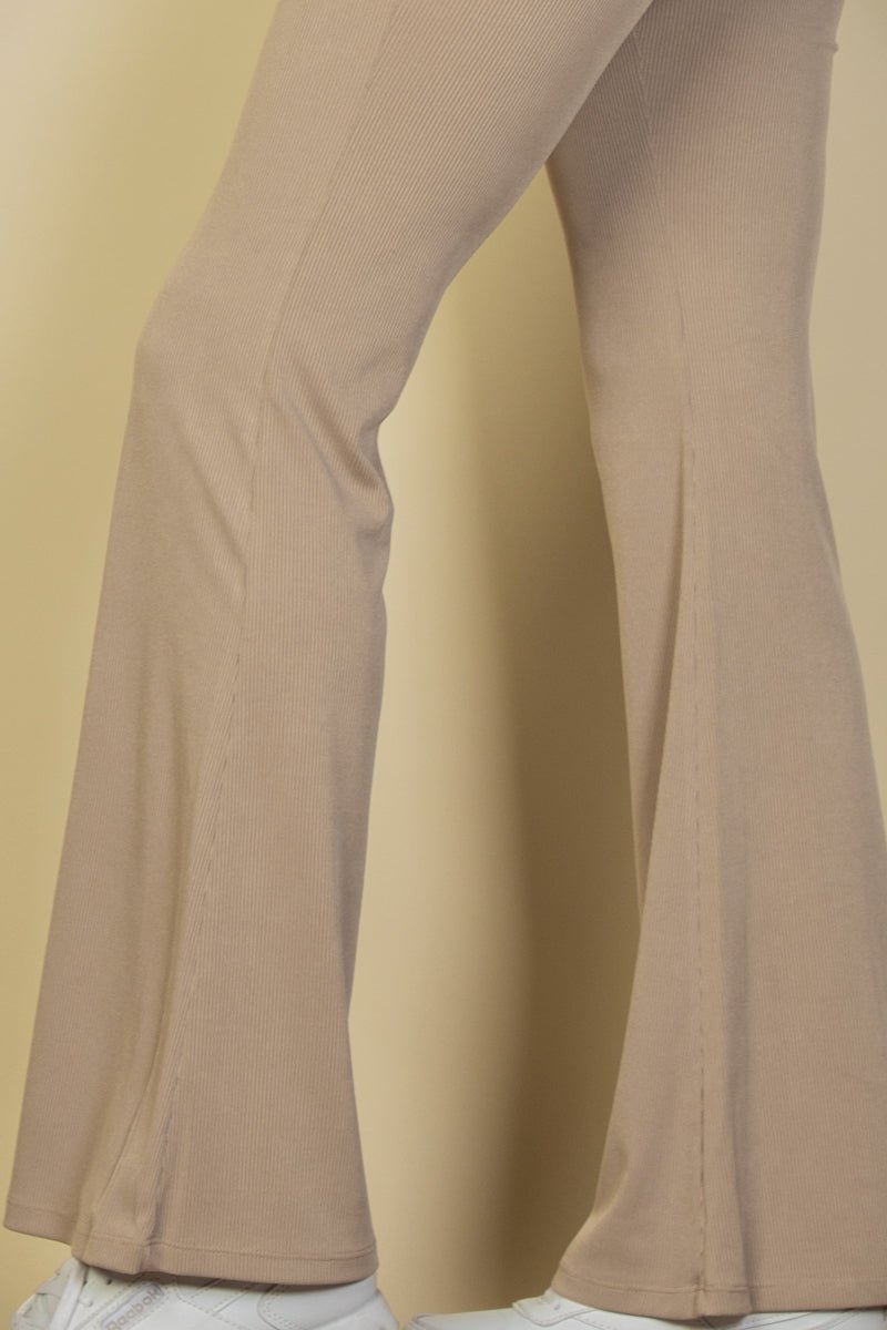 High Waisted Flare Pants | Stretch Rib Knit | Lounge & Activewear