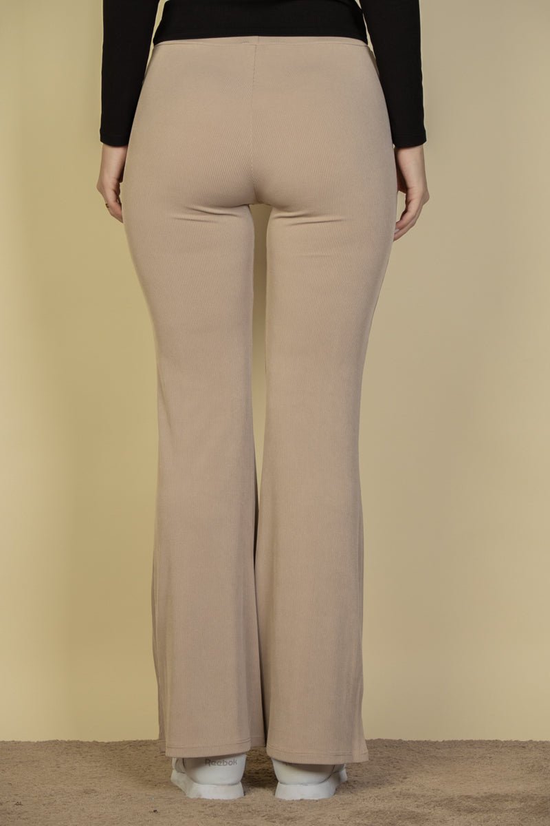 High Waisted Flare Pants | Stretch Rib Knit | Lounge & Activewear