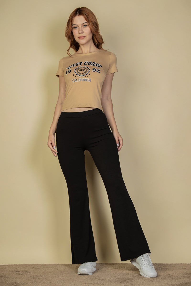 High Waisted Flare Pants | Stretch Rib Knit | Lounge & Activewear