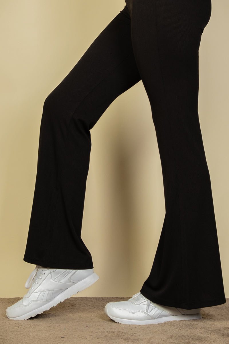High Waisted Flare Pants | Stretch Rib Knit | Lounge & Activewear