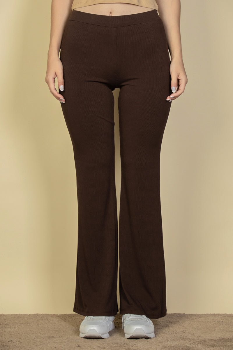 High Waisted Flare Pants | Stretch Rib Knit | Lounge & Activewear