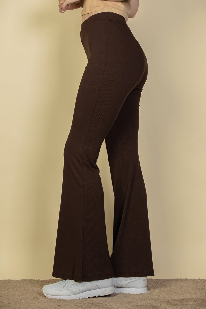 High Waisted Flare Pants | Stretch Rib Knit | Lounge & Activewear