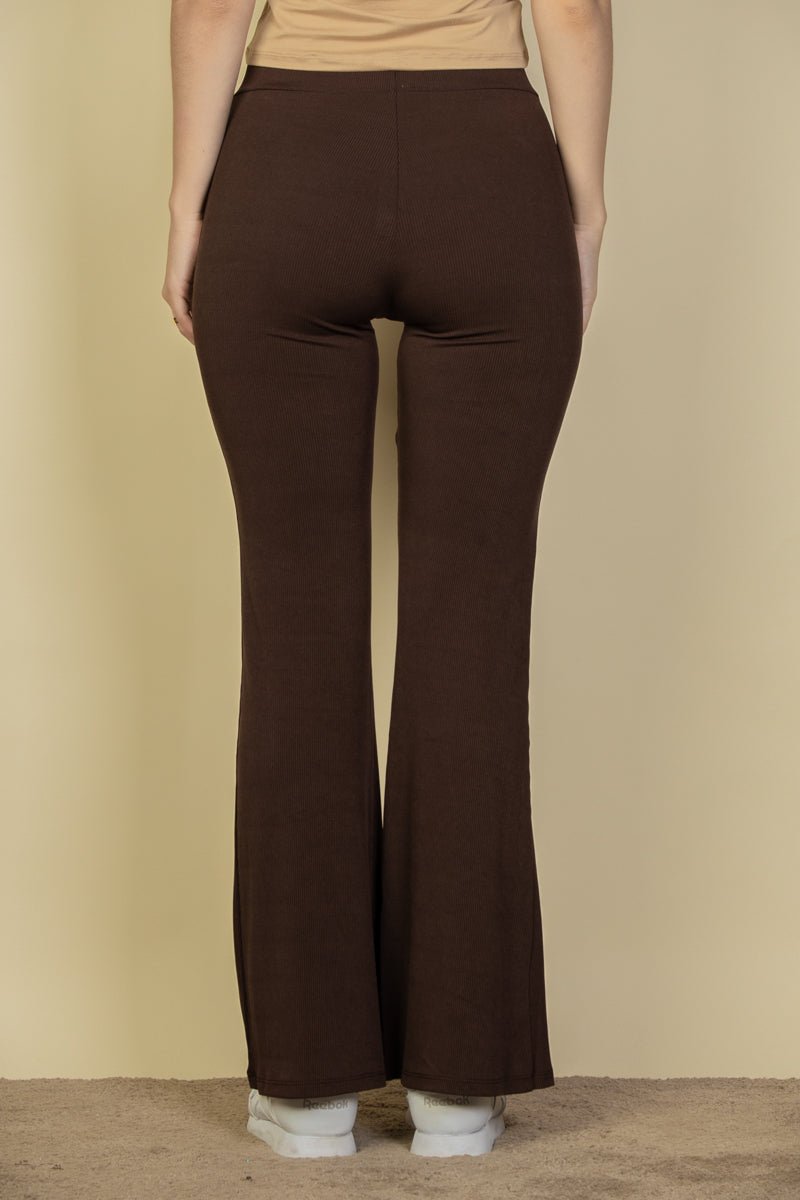 High Waisted Flare Pants | Stretch Rib Knit | Lounge & Activewear