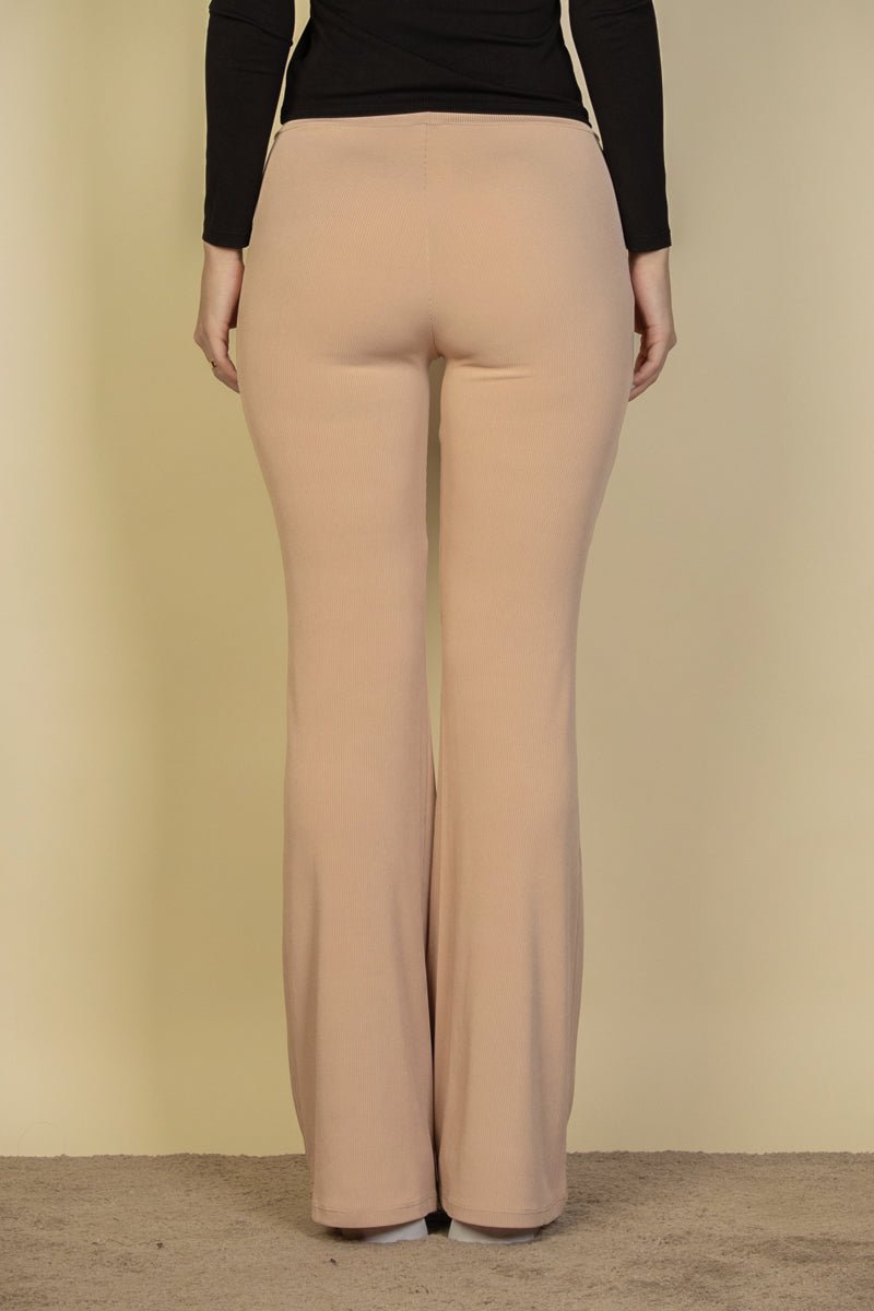 High Waisted Flare Pants | Stretch Rib Knit | Lounge & Activewear
