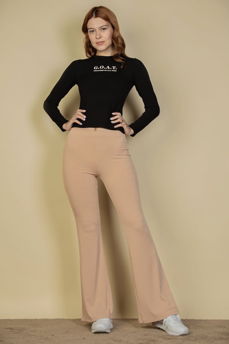 High Waisted Flare Pants | Stretch Rib Knit | Lounge & Activewear