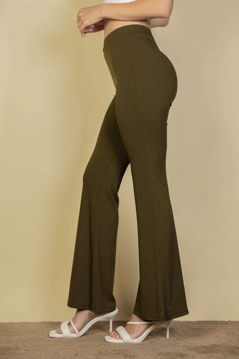 High Waisted Flare Pants | Stretch Rib Knit | Lounge & Activewear