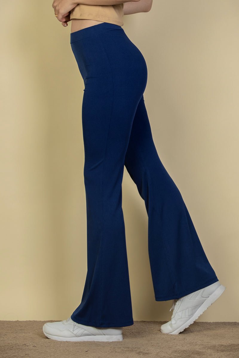 High Waisted Flare Pants | Stretch Rib Knit | Lounge & Activewear