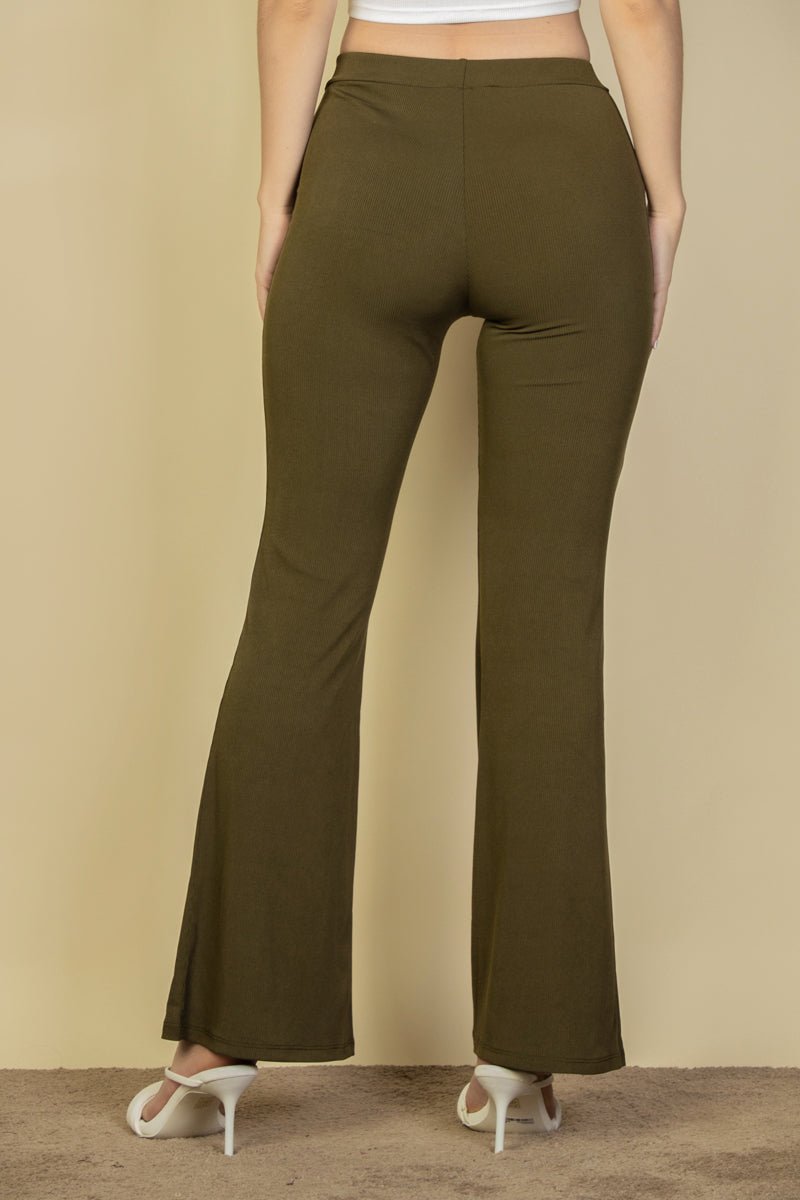 High Waisted Flare Pants | Stretch Rib Knit | Lounge & Activewear