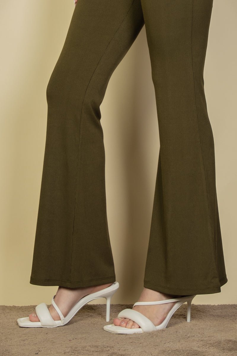 High Waisted Flare Pants | Stretch Rib Knit | Lounge & Activewear