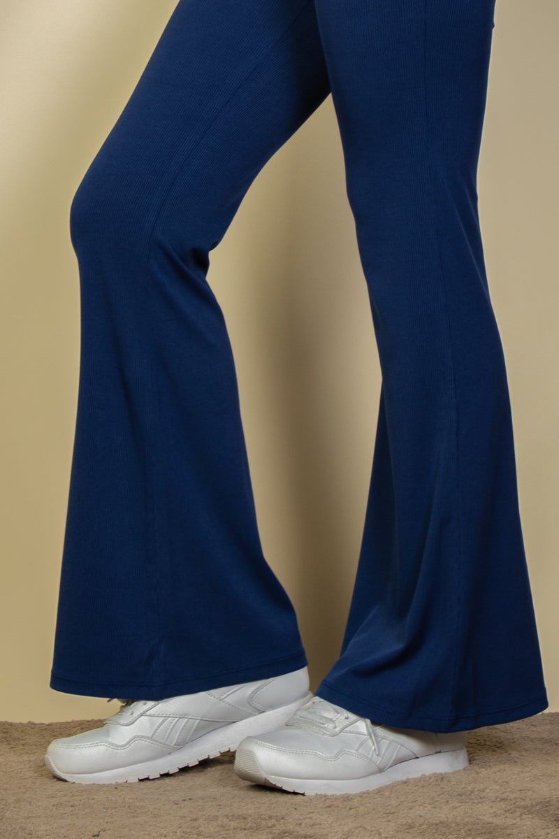 High Waisted Flare Pants | Stretch Rib Knit | Lounge & Activewear