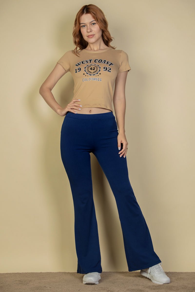 High Waisted Flare Pants | Stretch Rib Knit | Lounge & Activewear