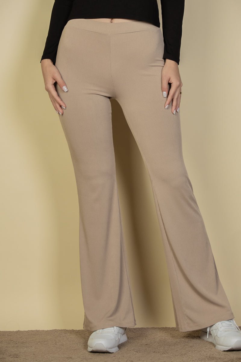 High Waisted Flare Pants | Stretch Rib Knit | Lounge & Activewear