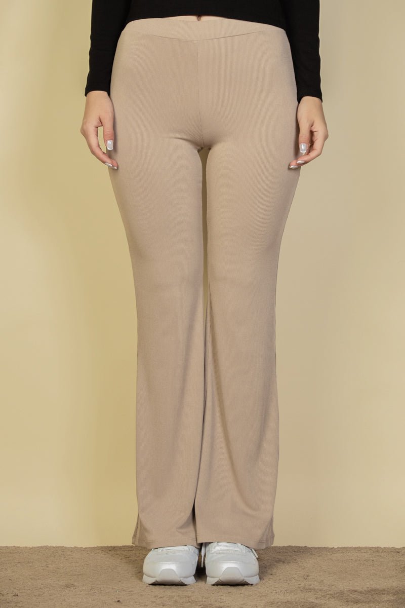 High Waisted Flare Pants | Stretch Rib Knit | Lounge & Activewear