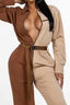Long Sleeve Oversized Cozy Shirt Jumpsuit-Brown