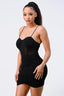 Luxe Glitter Front Mesh Ribbed Cami Mini Dress-Black
