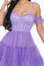 Off-the-shoulder Puff Mini Dress-Lavender