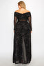 Plus Size Black Mesh Glitter See-Through Shoulder Wrap Maxi Dress