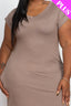 Plus Size Cap Sleeve V- Neck Maxi Dress