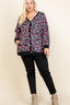 Plus Size Cozy Button Up Cardigan-Grey/Neon Pink