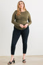 Plus Size Olive Ruched Long Sleeve Top