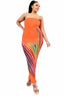 Plus Size Sleeveless Orange Gradient Tube Top Maxi Dress
