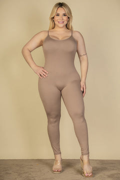 Plus Size Solid Bodycon Cami Jumpsuit