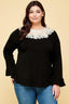 Plus Size Solid Long Sleeve Top-Black