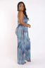 Printed Tube Jumpsuit With Self Belt-Blue