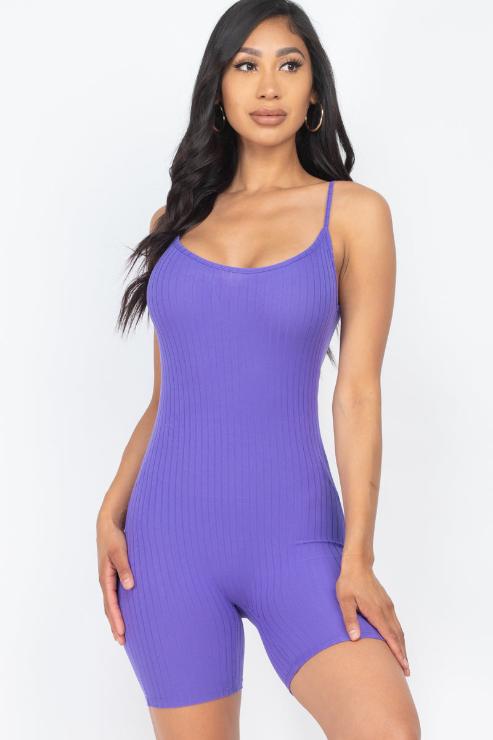 Ribbed Bodycon Romper | Sleeveless Scoop Neck | Fashion