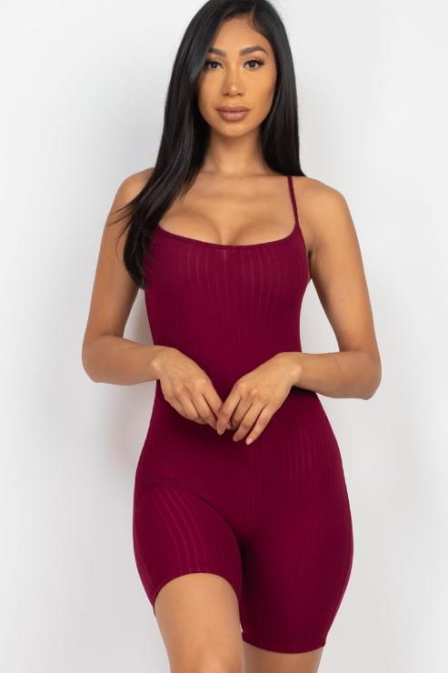 Ribbed Bodycon Romper | Sleeveless Scoop Neck | Fashion