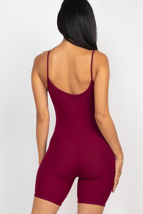 Ribbed Bodycon Romper | Sleeveless Scoop Neck | Fashion
