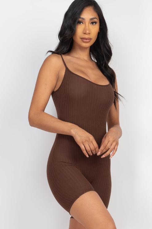 Ribbed Bodycon Romper | Sleeveless Scoop Neck | Fashion
