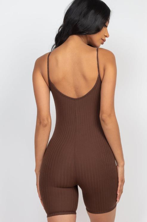 Ribbed Bodycon Romper | Sleeveless Scoop Neck | Fashion