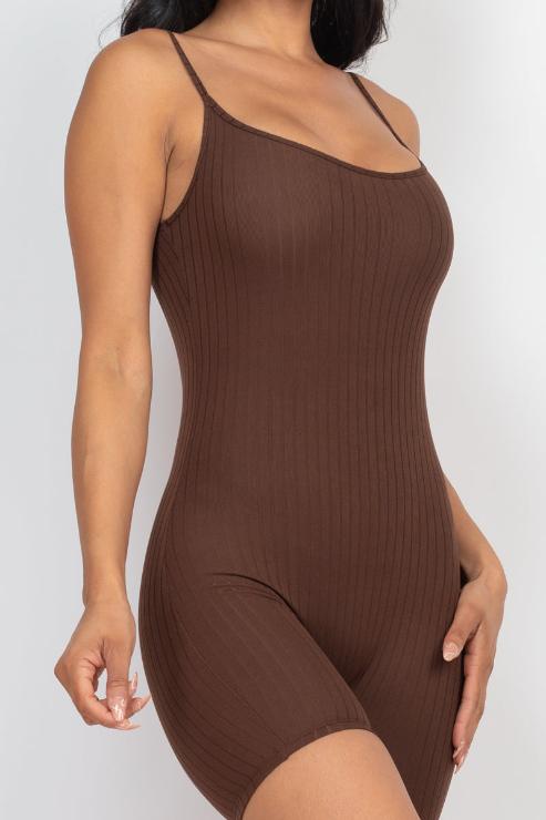 Ribbed Bodycon Romper | Sleeveless Scoop Neck | Fashion