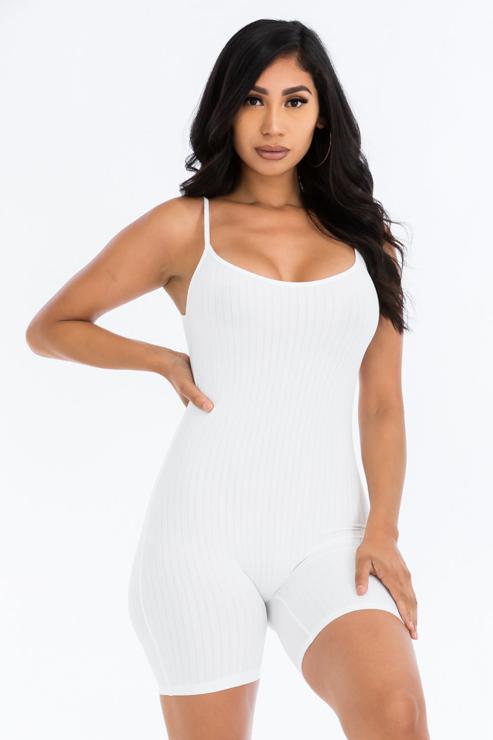 Ribbed Bodycon Romper | Sleeveless Scoop Neck | Fashion