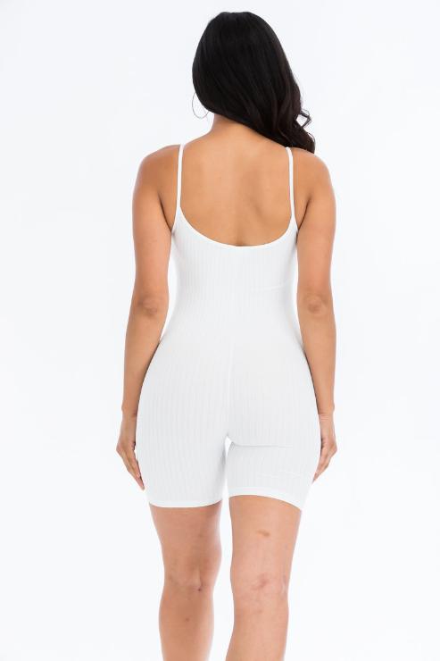 Ribbed Bodycon Romper | Sleeveless Scoop Neck | Fashion