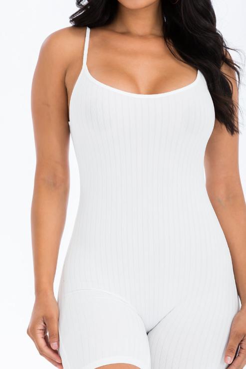 Ribbed Bodycon Romper | Sleeveless Scoop Neck | Fashion