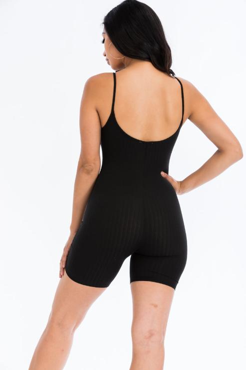 Ribbed Bodycon Romper | Sleeveless Scoop Neck | Fashion
