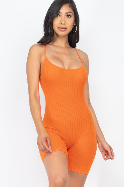 Ribbed Bodycon Romper | Sleeveless Scoop Neck | Fashion