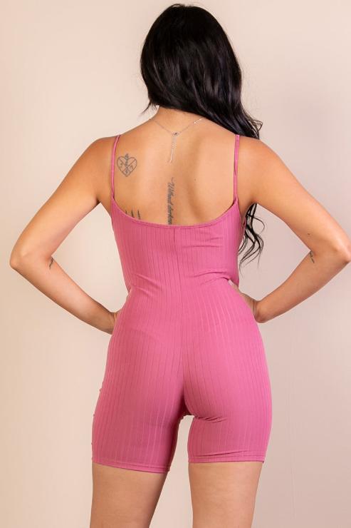 Ribbed Bodycon Romper | Sleeveless Scoop Neck | Fashion
