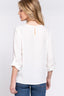 Roll Up Sleeve Pleated Blouse-Off White