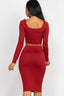 Ruched Long Sleeve Top & Pencil Skirt Set