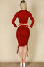 Ruched Side Long Sleeve Crop Top & Drawstring Skirt Set