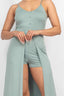 Scoop Buttoned Full Cami Top & Mini Shorts Set-Sage