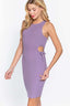 Sleeveless Round Neck Side Cut Out Detail Mini Dress-Misty Lavender