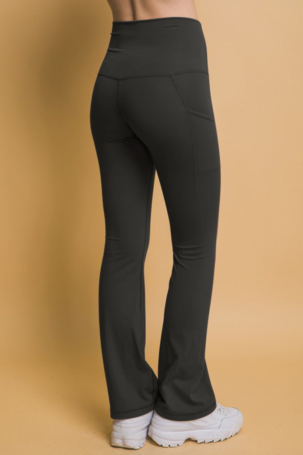 Black High Waist Flare Active Leggings with Side Pockets