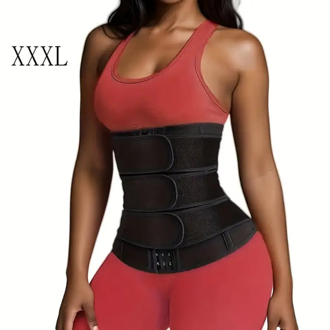 Everyday Comfort Adjustable Triple-Row Buckle Waist Trainer Belt – Black